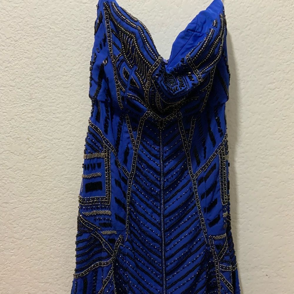 Nwt Parker Blue Beaded Mini Dress 100% Silk Size Xs
